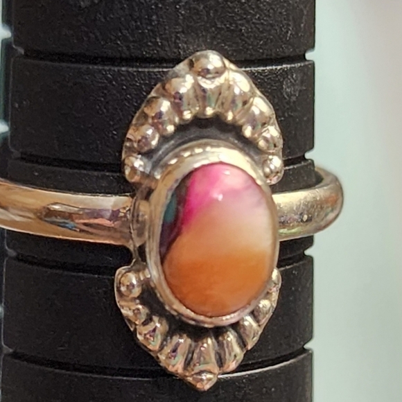 VINTAGE Spiny Oyster turquoise Sterling Silver Ring - Picture 3 of 3